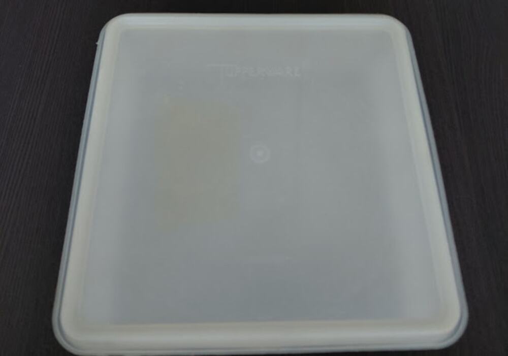 Vintage Tupperware Square Storage Container with Lid Sheer Plastic 9 in